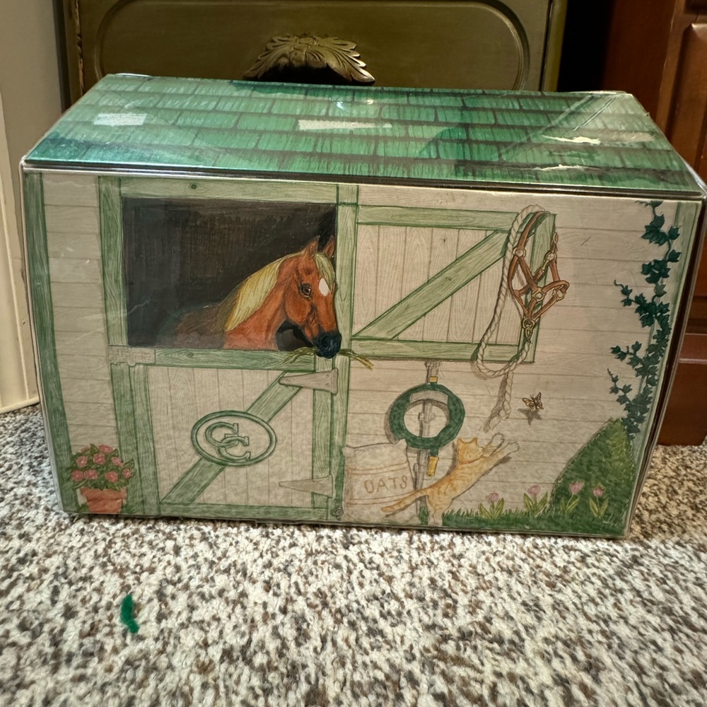 Horse Stable Toy Box with Green Accents